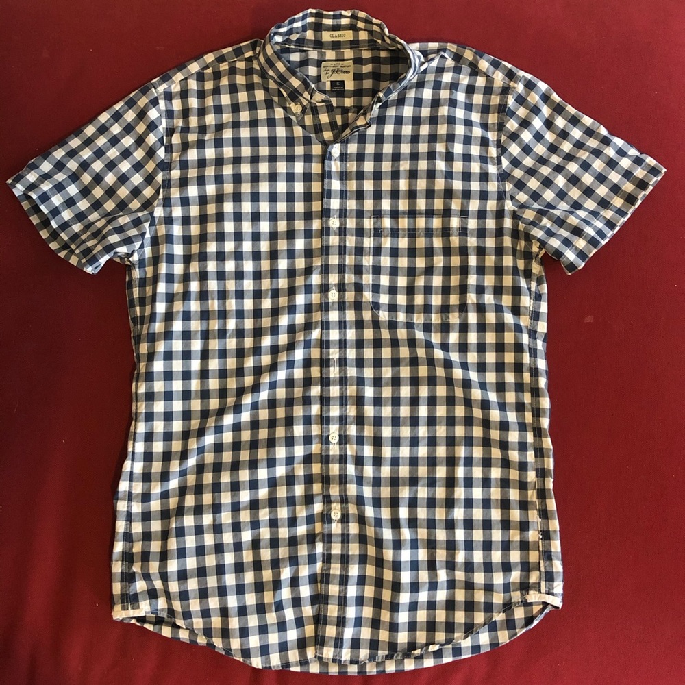 J. Crew Classic Gingham Short Sleeve Button Down